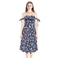 Blueberries 3 Shoulder Tie Bardot Midi Dress by trendistuff