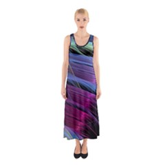 Abstract Satin Sleeveless Maxi Dress by Sapixe