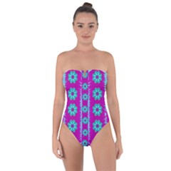 Fern Decorative In Some Mandala Fantasy Flower Style Tie Back One Piece Swimsuit by pepitasart