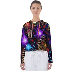 Celebration Fireworks In Red Blue Yellow And Green Color Women s Slouchy Sweat by Sapixe