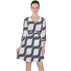 Diagonal Pattern Background Black And White Ruffle Dress by Sapixe