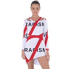 No Racism Asymmetric Cut-out Shift Dress by demongstore
