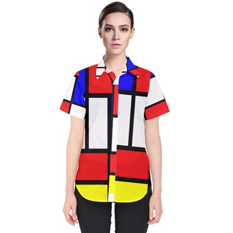 Piet Mondrian Mondriaan Style Women s Short Sleeve Shirt by yoursparklingshop