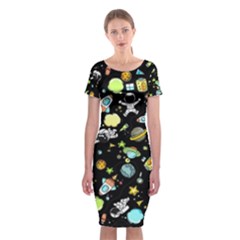 Space Pattern Classic Short Sleeve Midi Dress by Valentinaart