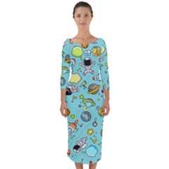 Space Pattern Quarter Sleeve Midi Bodycon Dress by Valentinaart