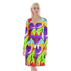 Untitled Island 2 Long Sleeve Velvet Front Wrap Dress by bestdesignintheworld
