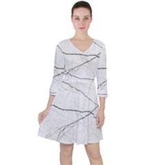 White Background Pattern Tile Ruffle Dress by Sapixe
