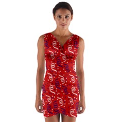 Red White And Blue Usa/uk/france Colored Party Streamers Wrap Front Bodycon Dress by PodArtist
