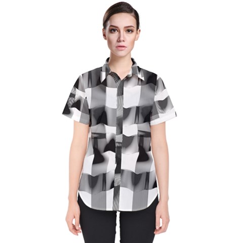 Geometry Square Black And White Women s Short Sleeve Shirt by Sapixe