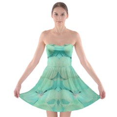 Green Fantasy Flower In Beautiful Festive Style Strapless Bra Top Dress by pepitasart