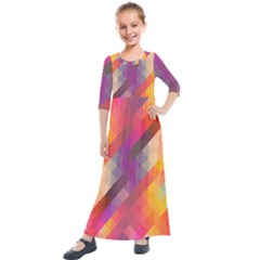 Abstract Background Colorful Pattern Kids  Quarter Sleeve Maxi Dress by Nexatart