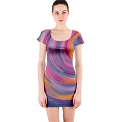 Purple Circles Swirls Short Sleeve Bodycon Dress by flipstylezfashionsLLC