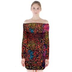 Exotic Water Colors Vibrant  Long Sleeve Off Shoulder Dress by flipstylezfashionsLLC