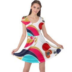 Retro Colorful Colors Splashes Cap Sleeve Dress by flipstylezfashionsLLC