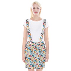 Funny Cute Colorful Cats Pattern Braces Suspender Skirt by EDDArt