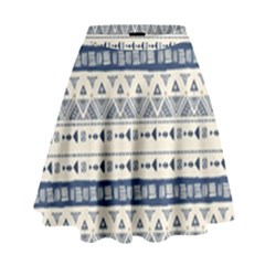 Native American Ornaments Watercolor Pattern Blue High Waist Skirt by EDDArt