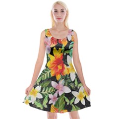 Tropical Flowers Butterflies 1 Reversible Velvet Sleeveless Dress by EDDArt