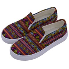Traditional Africa Border Wallpaper Pattern Colored 2 Kids  Canvas Slip Ons by EDDArt