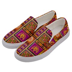 Traditional Africa Border Wallpaper Pattern Colored 3 Men s Canvas Slip Ons by EDDArt