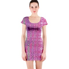 Purple Splash And Pink Shimmer Created By Flipstylez Designs Short Sleeve Bodycon Dress by flipstylezfashionsLLC
