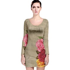 Flower 1646069 1920 Long Sleeve Velvet Bodycon Dress by vintage2030