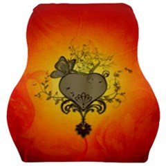 Wonderful Heart With Butterflies And Floral Elements Car Seat Velour Cushion  by FantasyWorld7