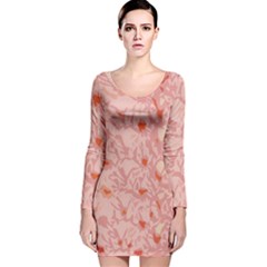 Pink Crochet Long Sleeve Velvet Bodycon Dress by snowwhitegirl