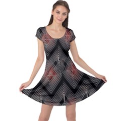 Blurred Lines Red And Black Designs By Flipstylez Designs Cap Sleeve Dress by flipstylezfashionsLLC