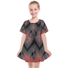 Blurred Lines Red And Black Designs By Flipstylez Designs Kids  Smock Dress by flipstylezfashionsLLC