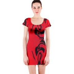 Red And Black Design By Flipstylez Designs Short Sleeve Bodycon Dress by flipstylezfashionsLLC