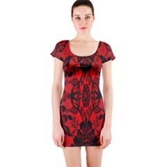 Bright Red Fashion Lace Design By Flipstylez Designs Short Sleeve Bodycon Dress by flipstylezfashionsLLC
