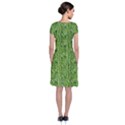 Knitted Wool Chain Green Short Sleeve Front Wrap Dress View2