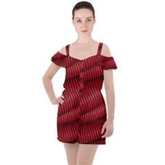 Tube Plastic Red Rip Ruffle Cut Out Chiffon Playsuit by Celenk