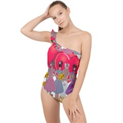 Girl Power Frilly One Shoulder Swimsuit by burpdesignsA