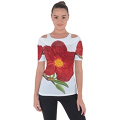 Deep Plumb Blossom Shoulder Cut Out Short Sleeve Top by lwdstudio
