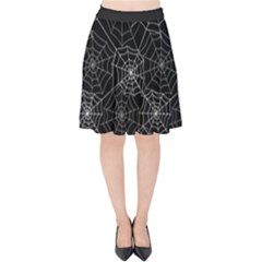 Pattern Spiderweb Halloween Gothic On Black Background Velvet High Waist Skirt by genx
