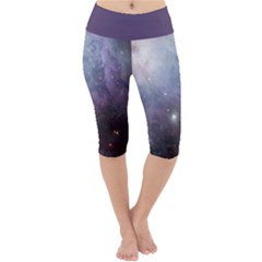 Orion Nebula Pastel Violet Purple Turquoise Blue Star Formation Lightweight Velour Cropped Yoga Leggings by genx