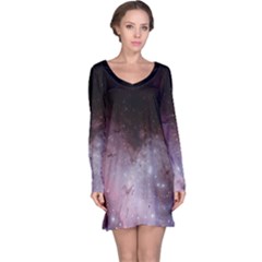 Eagle Nebula Wine Pink And Purple Pastel Stars Astronomy Long Sleeve Nightdress by genx