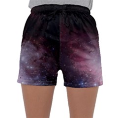 Eagle Nebula Wine Pink And Purple Pastel Stars Astronomy Sleepwear Shorts by genx