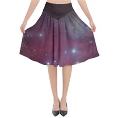 Christmas Tree Cluster Red Stars Nebula Constellation Astronomy Flared Midi Skirt by genx
