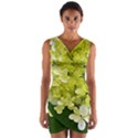 Elegant Chartreuse Green Limelight Hydrangea Macro Wrap Front Bodycon Dress View1