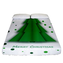 Fir Tree Christmas Christmas Tree Fitted Sheet (queen Size) by Simbadda