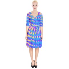 Pink, Blue And Yellow Abstract Coneflower Wrap Up Cocktail Dress by myrubiogarden