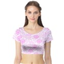 Peony Asia Spring Flowers Natural Short Sleeve Crop Top View1