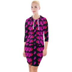 Flowers Coming From Above Quarter Sleeve Hood Bodycon Dress by pepitasart