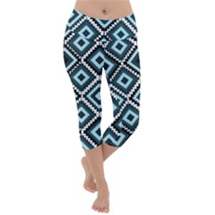 Native American Pattern Lightweight Velour Capri Yoga Leggings by Valentinaart