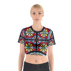 Stained Glass Window Colorful Color Cotton Crop Top by Pakrebo