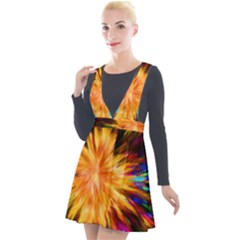 Color Background Structure Lines Rainbow Paint Plunge Pinafore Velour Dress by Alisyart