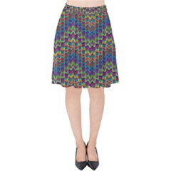 Decorative Ornamental Abstract Wave Velvet High Waist Skirt by Mariart
