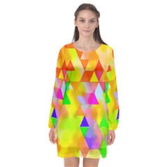 Watercolor Paint Blend Long Sleeve Chiffon Shift Dress  by Alisyart
